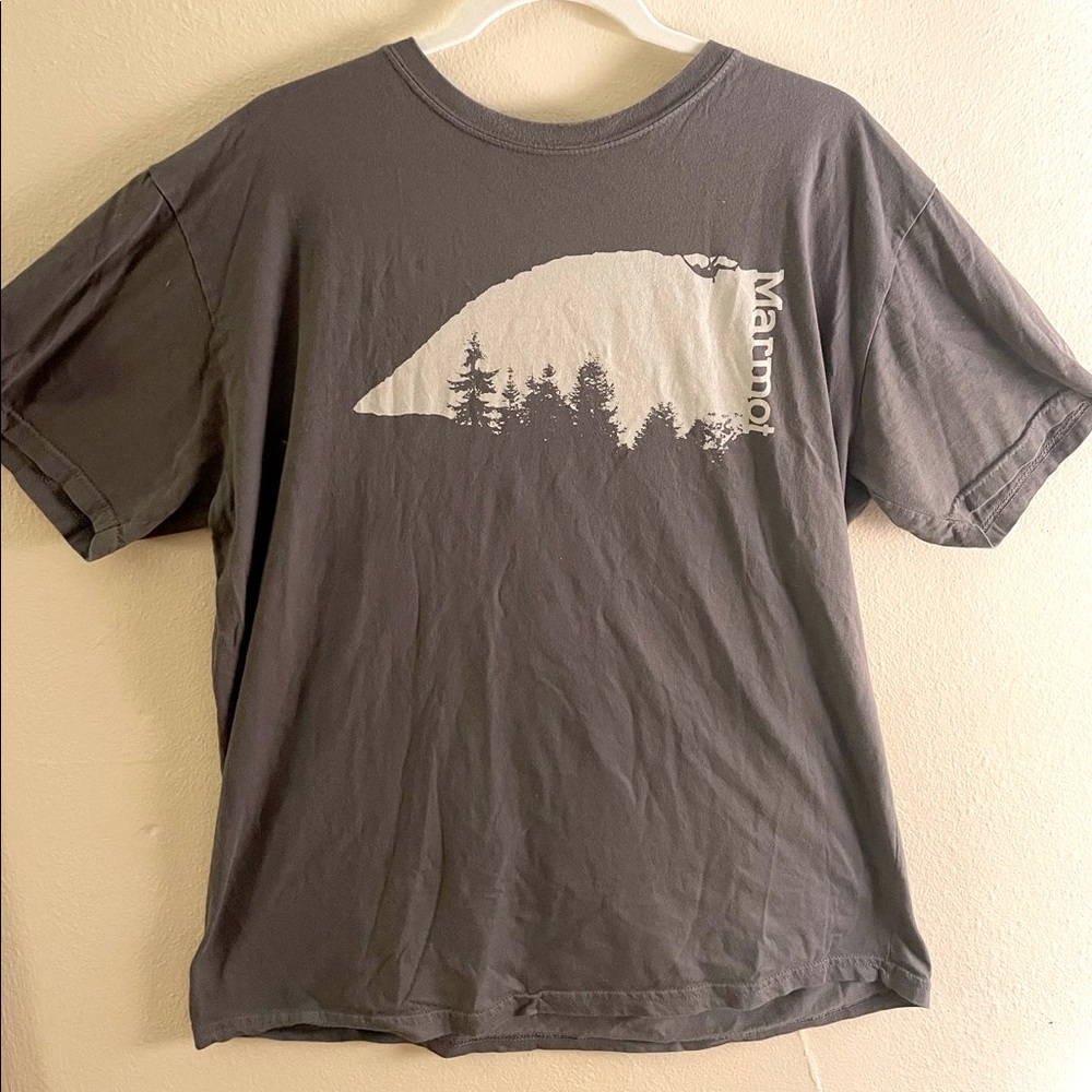 Marmot Men's T-Shirt | Grey/White | Rock Climbing Logo | XL | Short Sleeve